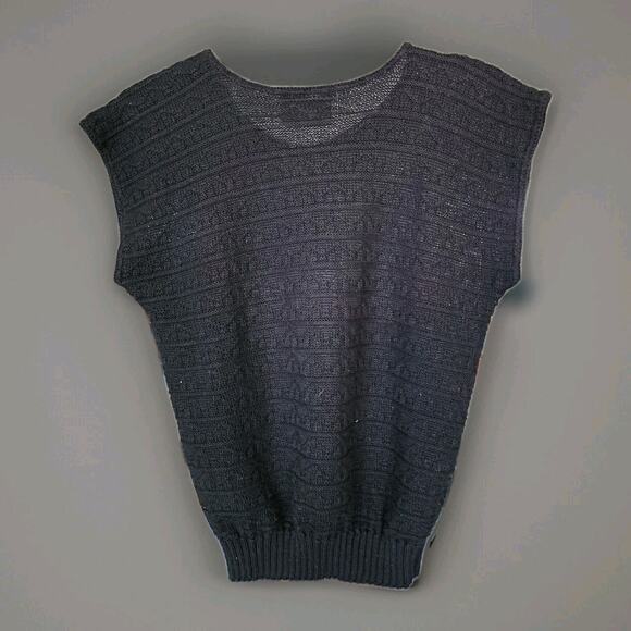 Vintage 1980's Woman's Sleeveless Sweater Knit Cropped Preppy Trendy Sweater - Picture 1 of 5